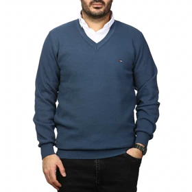 پلیور بافت یقه هفت فندوقی مردانه مدل 669854