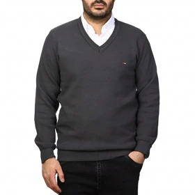 پلیور بافت یقه هفت فندوقی مردانه مدل 6698511