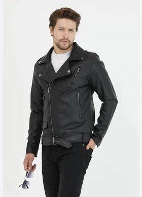 کاپشن مردانه چرم مصنوعی پلیسی