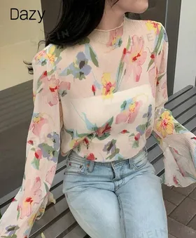 شومیز حریر طرح FLORAL برند SHEIN شین