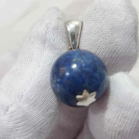 گردنبند نقره گوی با سنگ لاجورد