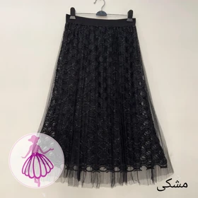 دامن پلیسه گیپور شاینی وارداتی (مشکی)
