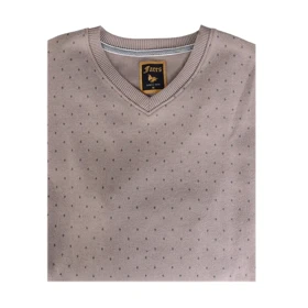 پلیور یقه‌هفت مردانه طرح خال‌خالی (کرم)