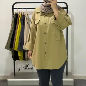 B678- مانتو کتان جیب بندی