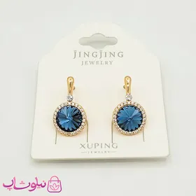 گوشواره زنانه ژوپینگ با سواروسکی آبی تیره