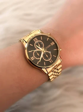 ساعت مردانه سیتیزن بنداستیل طلایی صفحه مشکی