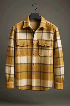 پیراهن پشمی سفید خردلی فوق‌العاده خفن و شیک مردانه کد 9377