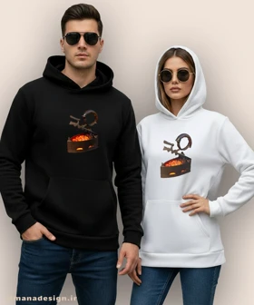 هودی مردانه و زنانه نوستالژی طرح اتو ذغالی