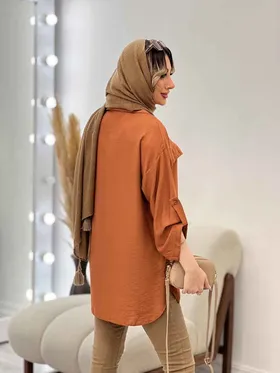 مانتو جلو بسته دو جیب نما
