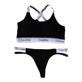 ست نیم‌تنه و شورت Calvin Klein رنگ مشکی کبریتی فانتزی کد 5000