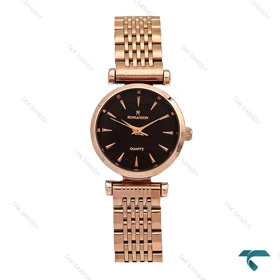 ساعت مچی رومانسون زنانه رزگلد صفحه مشکی Romanson-6205-L