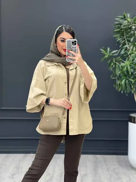 مانتو شومیزی ریش دار جیب دکمه