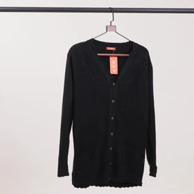 بلوز بافت گپ جیب‌دار (مشکی)