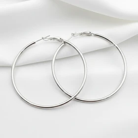 گوشواره حلقه‌ای متوسط ساده ژوپینگ نقره‌ای