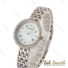 ساعت امپریو آرمانی زنانه دورنگین سیلور صفحه سفید Armani-5180-L