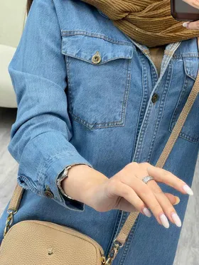 مانتو جین دو جیب پاکتی مرسانا