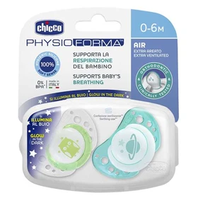 پستانک سیلکیونی چیکو Chicco مدل Physio Air مناسب 6-0 ماه بسته 2 عددی