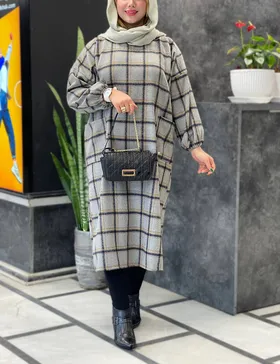پیراهن کفتان چهارخونه پشمی کد :S276B