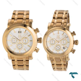 ساعت ست اورجینال انزو EC-2168GES طلایی صفحه سفید Enzo-8135-S