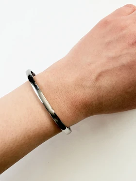 بنگل زنانه استیل آینه ای بیضی