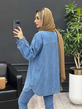 مانتو جین جیب کج