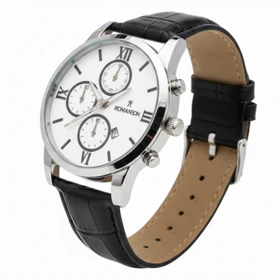 ساعت طرح رمانسون مردانه مشکی صفحه سفید