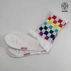 جوراب طرح شطرنج رنگی ساق‌دار