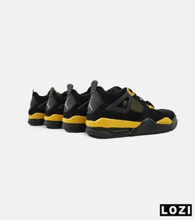 کفش کتانی ساق‌دار مردانه مشکی زرد Nike air jordan 4