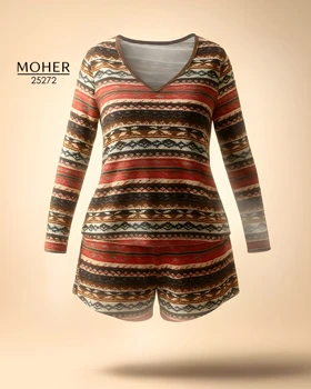 ست بلوز و شورت زنانه سایز بزرگ طرح سرخپوستی