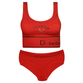 ست شورت و نیم‌تنه زنانه بدون فنر پددار رنگ قرمز کد 4620