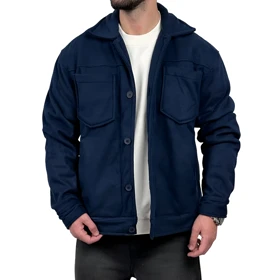 پیراهن مردانه کتی مخمل سرمه ای مدل دو جیب