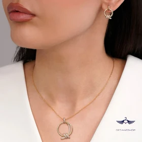 نیم ست نگین‌دار گره تیفانی طلایی YSX کد0280