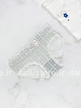 شورت اسلیپ نخ پنبه عروسکی طرحدار سفید آبی