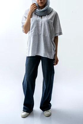 شومیز نیم قاپک دو جیب زنانه