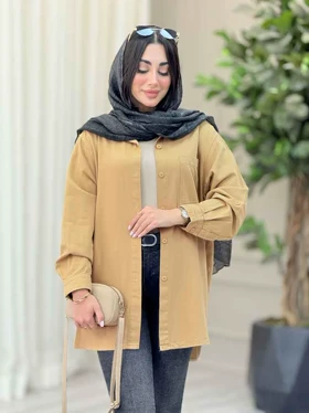 مانتو تک جیب بغل سه دکمه عسل