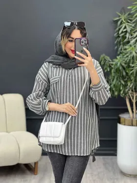مانتو راه راه تک جیب آیرا