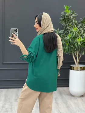 مانتو جلوبسته آستین گت دار