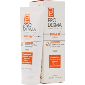 ضدآفتاب رنگی و مرطوب کننده پرودرما spf60 حجم 40گرم