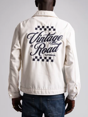 جکت جین سفید / پشت طرح دار (گلدوزی) / برند کچ Catch ترکیه