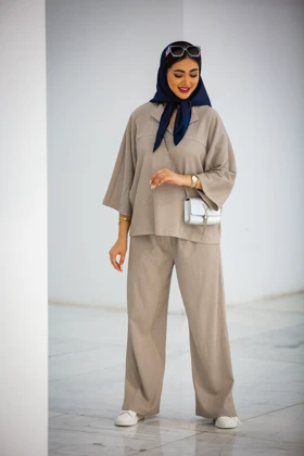 مانتو شلوار لونا یقه برگردون