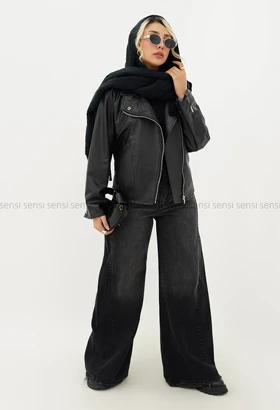 بایکر چرم یقه ایستاده کد1004937