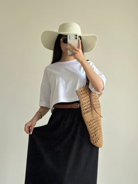 کراپ سفید ساده هیمه استایلیش