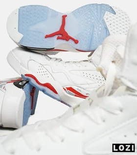 کفش کتانی ساق‌دار مردانه سفید قرمز Nike air jordan 6