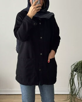 مانتو جین پایین جیب