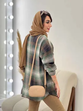 مانتو چهارخونه جیب دکمه آنیل