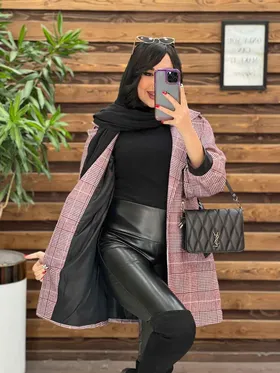 پالتو طرحدار سرآستین چرم