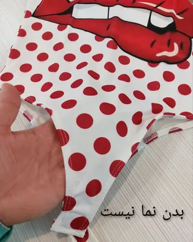 بادی زنانه خال‌خالی قرمز قزن دار