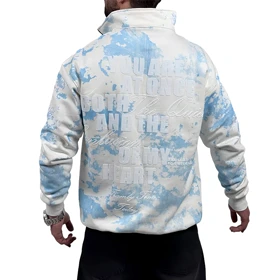 دورس یقه نیم زیپ سفید مدل چاپ برجسته