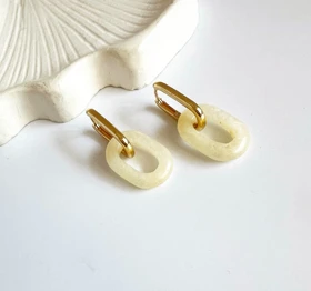 گوشواره حلقهای آویز TOSH طرح زنجیر با سنگ (طلایی)