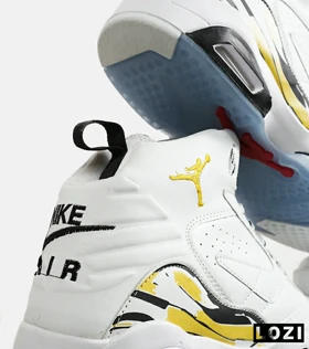 کفش کتانی ساق‌دار مردانه سفید زرد Nike air jordan 5 v02